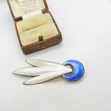 Norwegian Sterling Silver Guilloche Enamel Explosion Brooch Antique c1940