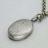 Victorian Sterling Silver Leaf Pattern Sweetheart Locket Necklace Antique