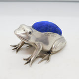 Edwardian Sterling Silver Large Frog Pin Cushion Antique 1907 Birmingham