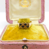 9ct Yellow Gold, Sapphire & Diamond Modernist Statement Ring Vintage c1990