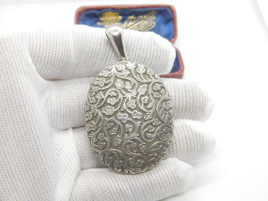 Victorian Anglo-Indian Sterling Silver Large Double Locket Antique c1880
