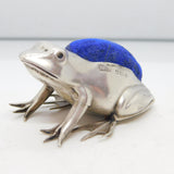 Edwardian Sterling Silver Large Frog Pin Cushion Antique 1907 Birmingham