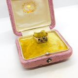 9ct Yellow Gold, Sapphire & Diamond Modernist Statement Ring Vintage c1990