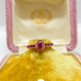 Indian 22ct Yellow Gold & Natural Red Half-Eternity Ring Antique c1930 Art Deco