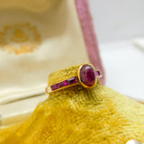 Indian 22ct Yellow Gold & Natural Red Half-Eternity Ring Antique c1930 Art Deco