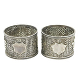 19th Century Pair of Chinese Sterling Silver Character Napkin Rings Antique c1880
