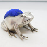 Edwardian Sterling Silver Large Frog Pin Cushion Antique 1907 Birmingham