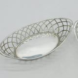 Edwardian Pair of Sterling Silver Pierced Treat Baskets Antique 1903 London