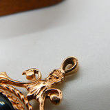 9ct Rose Gold Tiger's Eye & Onyx Spinner Fob Pendant 1989 London Vintage