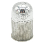 Silver pepper grinder with 'The Pepperers Guild' branding on a white background