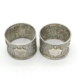 19th Century Pair of Chinese Sterling Silver Character Napkin Rings Antique c1880