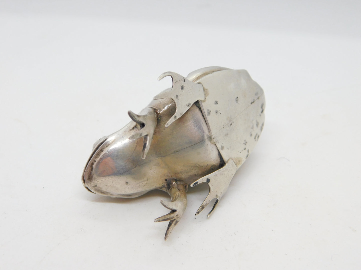 Edwardian Sterling Silver Large Frog Pin Cushion Antique 1907 Birmingham