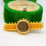 Victorian Etruscan 18ct Gold & Woven Hair Set Mourning Brooch Antique c1890