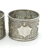19th Century Pair of Chinese Sterling Silver Character Napkin Rings Antique c1880