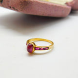 Indian 22ct Yellow Gold & Natural Red Half-Eternity Ring Antique c1930 Art Deco