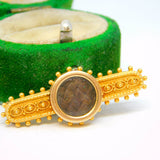 Victorian Etruscan 18ct Gold & Woven Hair Set Mourning Brooch Antique c1890