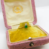 18ct Yellow Gold, Emerald & Diamond Pear Set Ring Vintage 1980 London