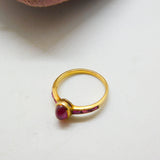 Indian 22ct Yellow Gold & Natural Red Half-Eternity Ring Antique c1930 Art Deco