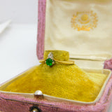 18ct Yellow Gold, Emerald & Diamond Pear Set Ring Vintage 1980 London
