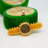 Victorian Etruscan 18ct Gold & Woven Hair Set Mourning Brooch Antique c1890