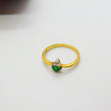 18ct Yellow Gold, Emerald & Diamond Pear Set Ring Vintage 1980 London