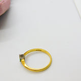 18ct Yellow Gold, Emerald & Diamond Pear Set Ring Vintage 1980 London