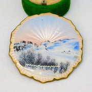 Norwegian Large Sterling Silver Guilloche Enamel Mountain Scene Brooch Antique