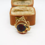 9ct Yellow Gold, Bloodstone Carnelian & Agate Spinner Fob Pendant Vintage c1990