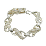 Sterling Silver Chinese Dragon Form Statement Bracelet Vintage c1990 18cm