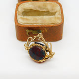 9ct Yellow Gold, Bloodstone Carnelian & Agate Spinner Fob Pendant Vintage c1990