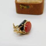 9ct Yellow Gold, Bloodstone Carnelian & Agate Spinner Fob Pendant Vintage c1990