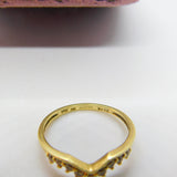 14ct Yellow Gold & Diamond Paste Wishbone Band Ring 2002 London Vintage