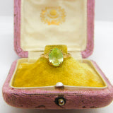 9ct Yellow Gold & Green Peridot Set Signet Ring 1972 Birmingham Vintage