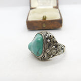 Chinese Export Sterling Silver & Turquoise Statement Ring Vintage c1960