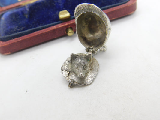 Sterling Silver Fox in the Riding Hat Charm or Pendant Vintage c1970
