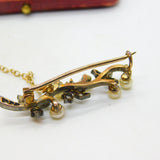 Victorian 18ct Yellow Gold, 0.5ct Diamond & Pearl Floral Brooch c1860 Antique