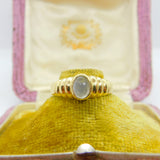 9ct Yellow Gold & Cabochon Moonstone Band Ring 1988 London Vintage