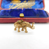 Lucky Elephant 9ct Yellow Gold English Charm Pendant Vintage 1973 Birmingham