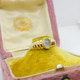 9ct Yellow Gold & Cabochon Moonstone Band Ring 1988 London Vintage