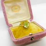 9ct Yellow Gold & Green Peridot Set Signet Ring 1972 Birmingham Vintage
