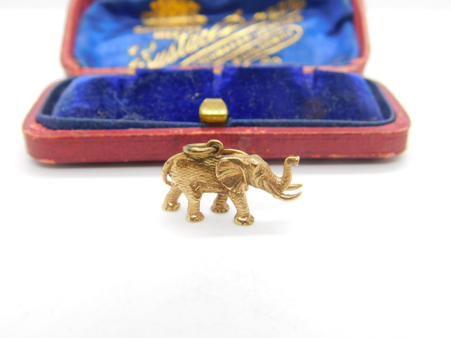 Lucky Elephant 9ct Yellow Gold English Charm Pendant Vintage 1973 Birmingham