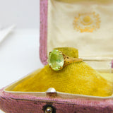9ct Yellow Gold & Green Peridot Set Signet Ring 1972 Birmingham Vintage