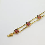 9ct Yellow Gold & Bohemian Garnet Set Panel Bracelet Vintage c1970 7" Length