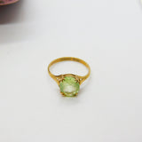 9ct Yellow Gold & Green Peridot Set Signet Ring 1972 Birmingham Vintage