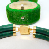 Chinese 14ct Yellow Gold & Green Malachite Panel Bracelet Vintage c1970