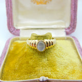 9ct Yellow Gold & Cabochon Moonstone Band Ring 1988 London Vintage