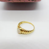 9ct Yellow Gold & Cabochon Moonstone Band Ring 1988 London Vintage