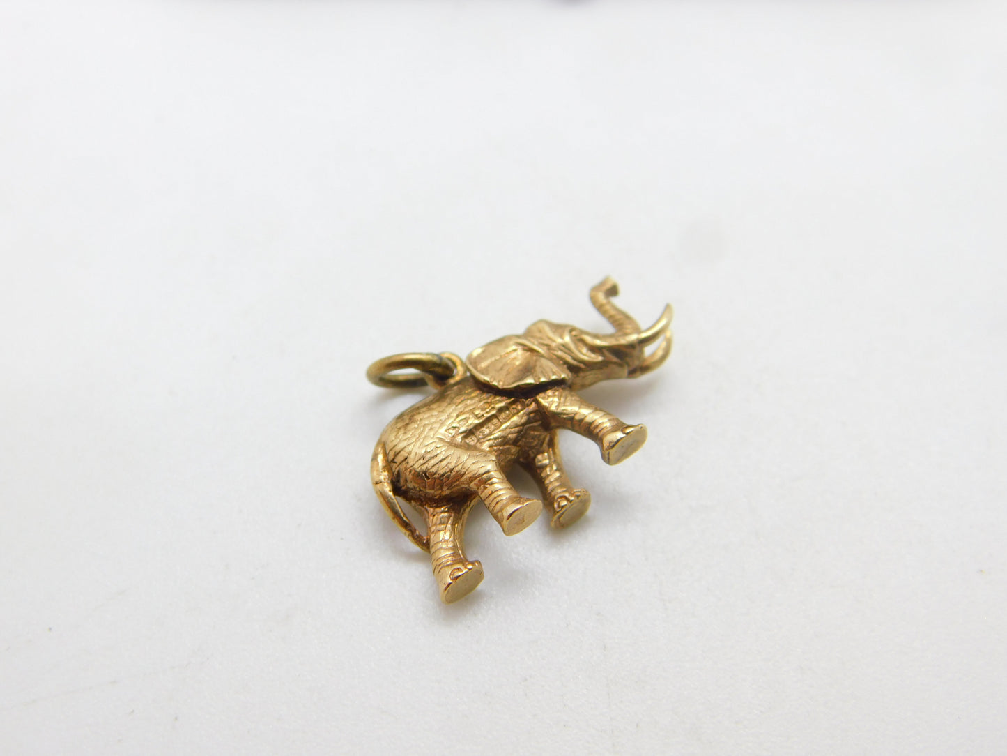 Lucky Elephant 9ct Yellow Gold English Charm Pendant Vintage 1973 Birmingham