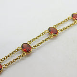 9ct Yellow Gold & Bohemian Garnet Set Panel Bracelet Vintage c1970 7" Length