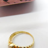 9ct Yellow Gold & Cabochon Moonstone Band Ring 1988 London Vintage